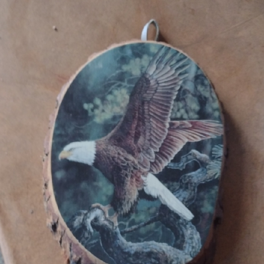 Eagle Wall Art on Wood Slice